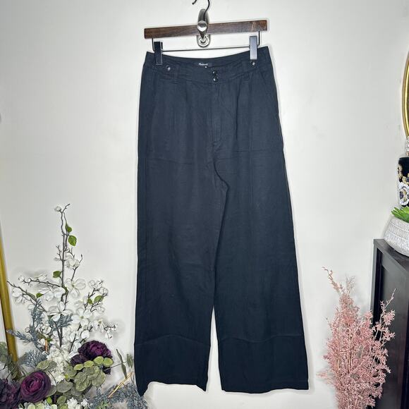MADEWELL The Harlow Wide Leg Pant Drapey Twill Black Sz 4 {AA34} - Picture 2 of 5